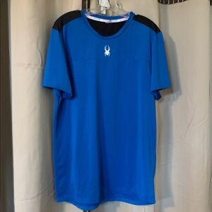 Spyder‎ Shirt Mens Large Active Athletic Blue Center Chest Logo Back Logo
